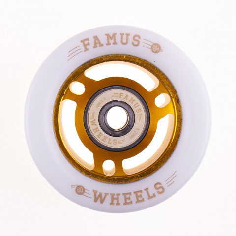 Special Deals - Famus 60x33mm/84a + ABEC 9 - Gold/White Roller Skate Wheels - Photo 1