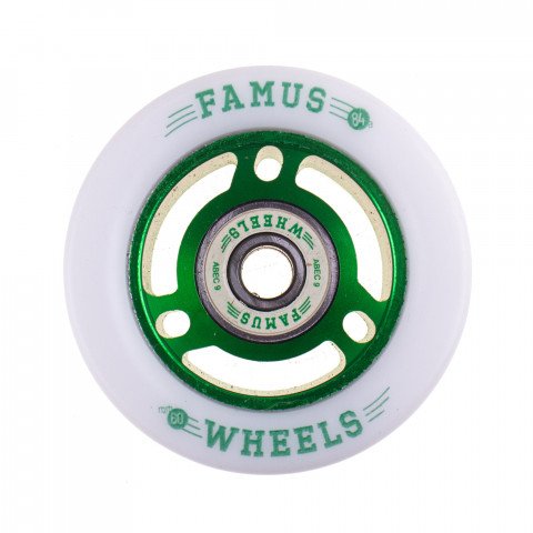 Special Deals - Famus 60x33mm/84a + ABEC 9 - Green/White Roller Skate Wheels - Photo 1