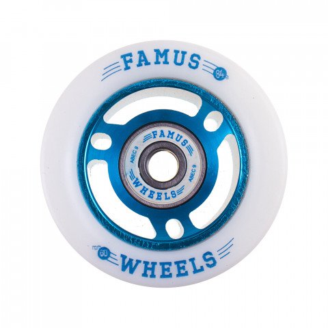 Special Deals - Famus 60x33mm/84a + ABEC 9 - Blue/White Roller Skate Wheels - Photo 1