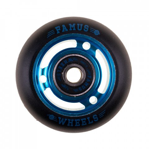 Wheels - Famus 3 Spokes 60mm/92a + ABEC 9 - Blue/Black Inline Skate Wheels - Photo 1