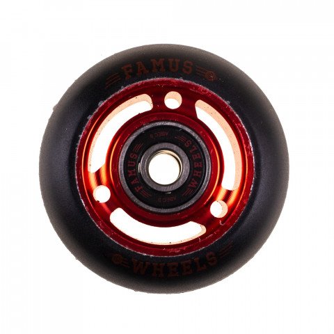 Wheels - Famus 3 Spokes 60mm/92a + ABEC 9 - Red/Black Inline Skate Wheels - Photo 1