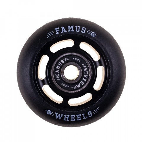 Wheels - Famus 6 Spokes 60mm/88a + ABEC 9 - Black/Black Inline Skate Wheels - Photo 1