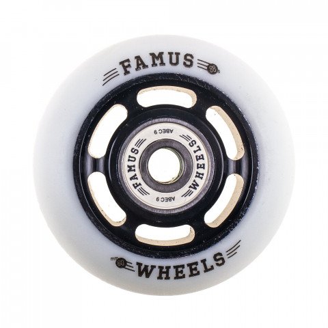 Wheels - Famus 6 Spokes 60mm/88a + ABEC 9 - Black/White Inline Skate Wheels - Photo 1
