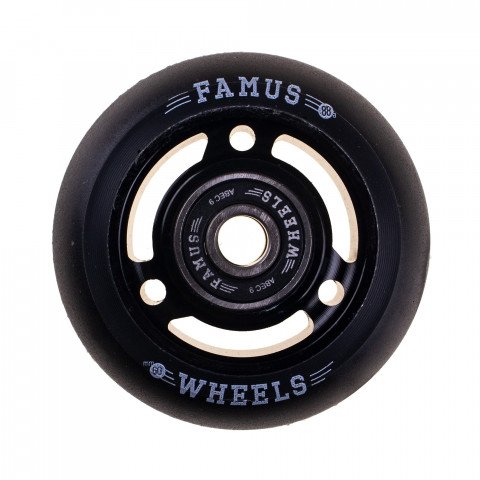 Wheels - Famus 3 Spokes 60mm/88a + ABEC 9 - Black/Black Inline Skate Wheels - Photo 1