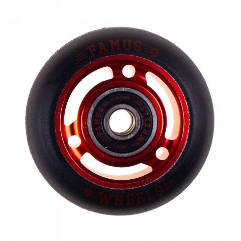 Wheels - Famus 3 Spokes 60mm/88a + ABEC 9 - Red/Black Inline Skate Wheels - Photo 1