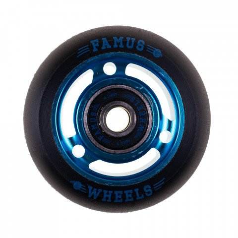 Wheels - Famus 3 Spokes 60mm/88a + ABEC 9 - Blue/Black Inline Skate Wheels - Photo 1