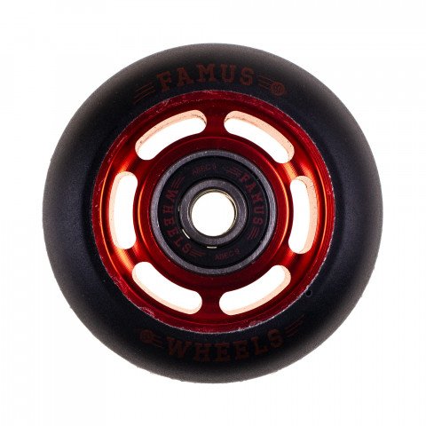 Wheels - Famus 6 Spokes 60mm/92a + ABEC 9 - Red/Black Inline Skate Wheels - Photo 1