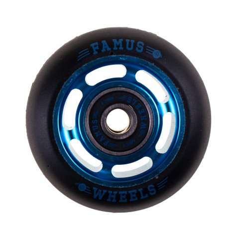 Wheels - Famus 6 Spokes 60mm/92a + ABEC 9 - Blue/Black Inline Skate Wheels - Photo 1