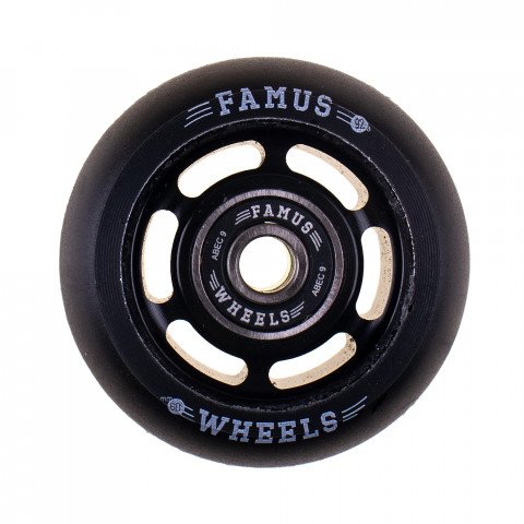 Wheels - Famus 6 Spokes 60mm/92a + ABEC 9 - Black/Black Inline Skate Wheels - Photo 1