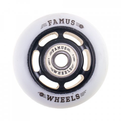 Wheels - Famus 6 Spokes 60mm/92a + ABEC 9 - Black/White Inline Skate Wheels - Photo 1