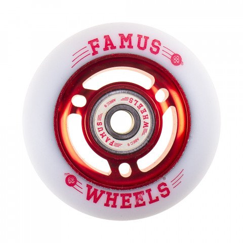 Wheels - Famus 3 Spokes 68mm/88A + ABEC 9 - Red/White Inline Skate Wheels - Photo 1