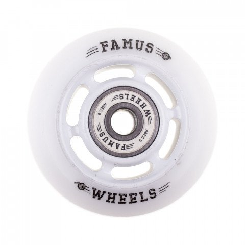 Wheels - Famus 6 Spokes 60mm/92a + ABEC 9 - Biało/Białe Inline Skate Wheels - Photo 1