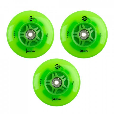 Wheels - Luminous LED 100mm/85a - Green Apple/Glow (3 pcs.) Inline Skate Wheels - Photo 1