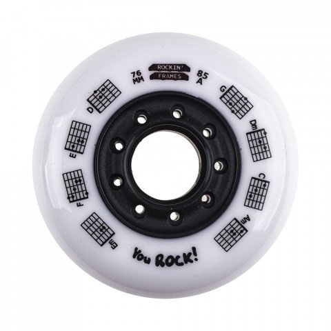 Wheels - Rockin 76mm/85a - White (1 pcs.) Inline Skate Wheels - Photo 1