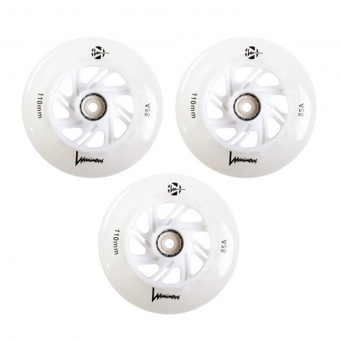 Wheels - Luminous LED 110mm/85a - White (3 pcs.) Inline Skate Wheels - Photo 1