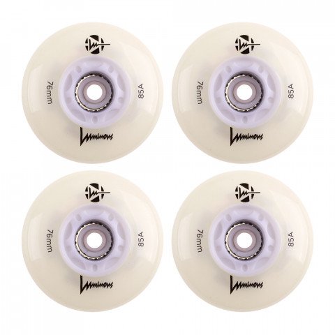 Wheels - Luminous LED 76mm/85a - White/Glow (4 pcs.) Inline Skate Wheels - Photo 1