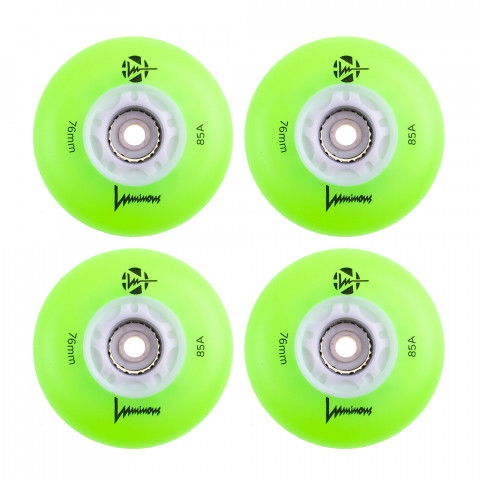 Wheels - Luminous LED 76mm/85a - Green/White/Glow (4 pcs.) Inline Skate Wheels - Photo 1