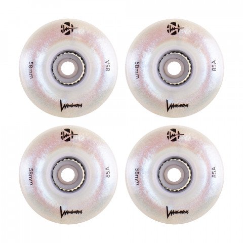 Wheels - Luminous LED Quad 58mm/85a - White Pearl (4 pcs.) Roller Skate Wheels - Photo 1