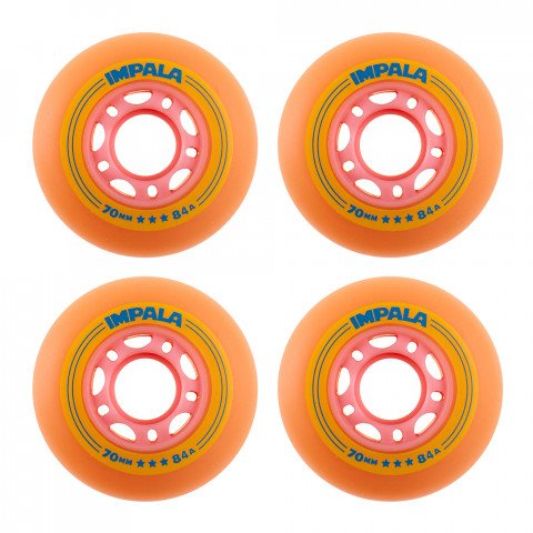 Wheels - Impala Inline 70mm/84a - Pink/Yellow (4 szt.) Inline Skate Wheels - Photo 1