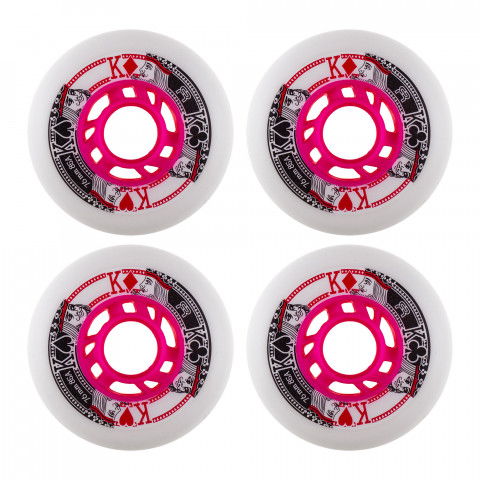 Wheels - FR Street Kings 76mm/85a - White/Pink (4 pcs.) Inline Skate Wheels - Photo 1