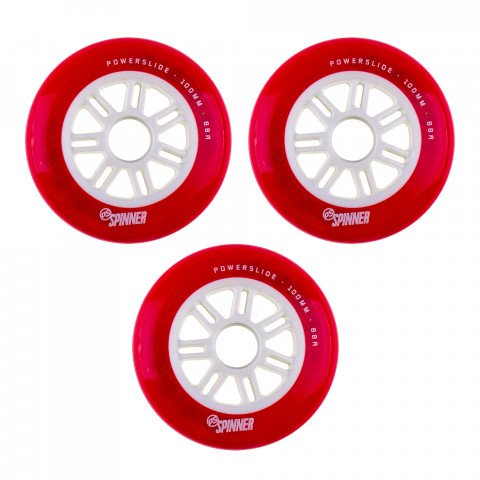 Wheels - Powerslide Spinner 100mm/88a - Red (3 pcs.) Inline Skate Wheels - Photo 1