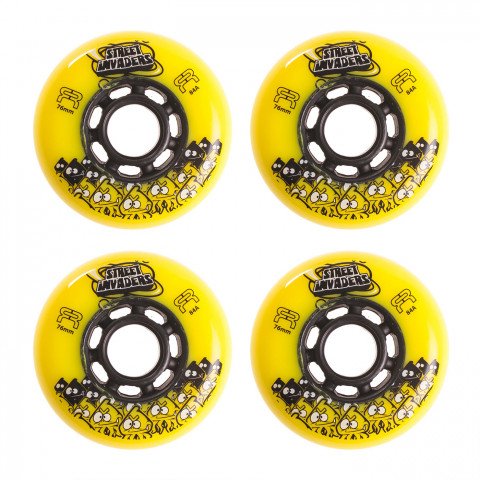 Wheels - FR Street Invaders 76mm/84a - Yellow (4 pcs.) Inline Skate Wheels - Photo 1