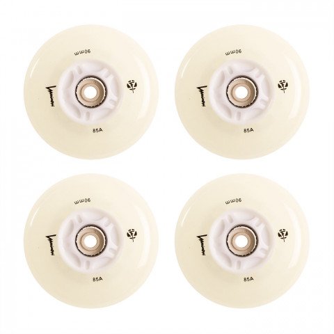 Wheels - Luminous LED 90mm/85a - White/Glow (4 pcs.) Inline Skate Wheels - Photo 1
