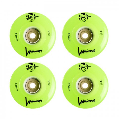 Wheels - Luminous LED Quad 62mm/85a - Green (4 pcs.) Roller Skate Wheels - Photo 1