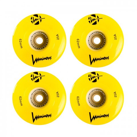 Wheels - Luminous LED Quad 62mm/85a - Yellow (4 pcs.) Roller Skate Wheels - Photo 1