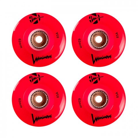 Wheels - Luminous LED Quad 62mm/85a - Red (4 pcs.) Roller Skate Wheels - Photo 1