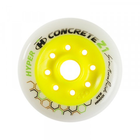 Wheels - Hyper - Concrete Z1 100mm/83a - White/Yellow (2 pcs.) Inline Skate Wheels - Photo 1