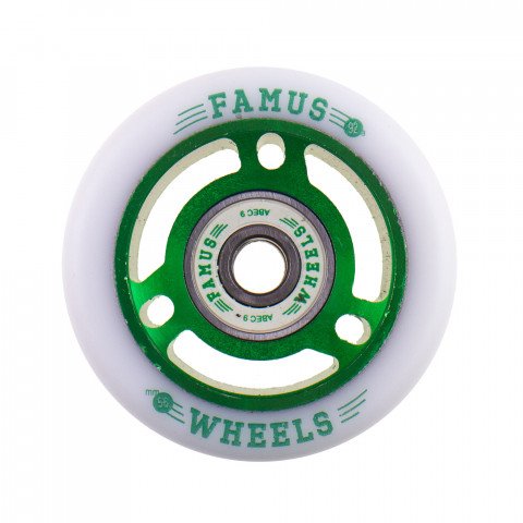 Special Deals - Famus 56x29mm/92a + ABEC 9 - Green/White Roller Skate Wheels - Photo 1