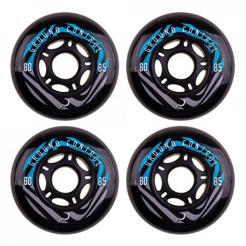 Wheels - Ground Control FSK Psych 80mm/85a - Black (4) Inline Skate Wheels - Photo 1