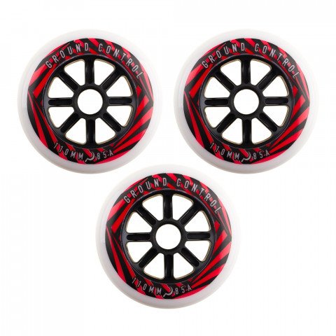 Wheels - Ground Control FSK Psych 110mm/85a - Red (3) Inline Skate Wheels - Photo 1