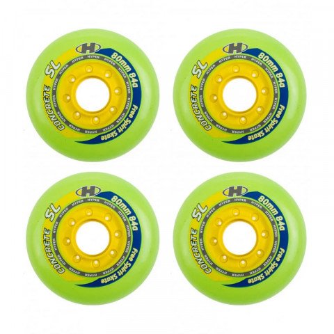 Wheels - Hyper - Concrete SL 80mm/84a - Green/Yellow (4 pcs.) Inline Skate Wheels - Photo 1
