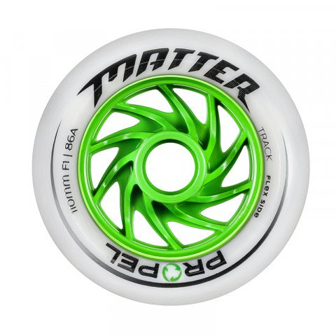 Wheels - Matter - Propel 110mm F1 86a (1 pcs.) - White/Green Inline Skate Wheels - Photo 1