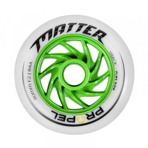 Special Deals - Matter - Propel 110mm F2 84a (1 pcs.) - White/Green Inline Skate Wheels - Photo 1