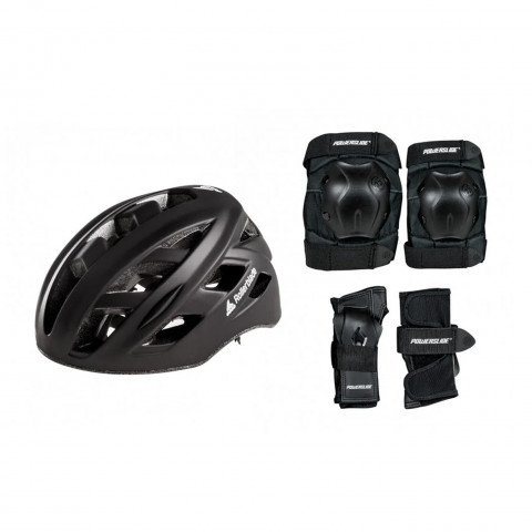 Pads - Powerslide Standard Tri-Pack + Rollerblade Stride Helmet Protection Gear - Photo 1