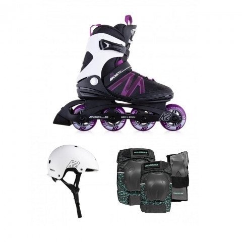 Skates - K2 Kinetic 80 Pro XT W + K2 Varsity Helmet + Powerslide Protection Inline Skates - Photo 1