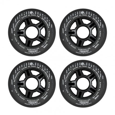 Wheels - Powerslide Torrent 80mm/84a-70a - Black (4 pcs.) Inline Skate Wheels - Photo 1