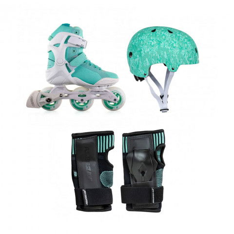 Skates - Powerslide Phuzion 3x90 Lady + Powerslide Helmet + Powerslide Onesie Protection Inline Skates - Photo 1