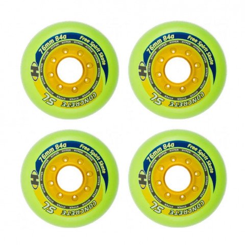 Wheels - Hyper - Concrete SL 76mm/84a - Green/Yellow (4 pcs.) Inline Skate Wheels - Photo 1