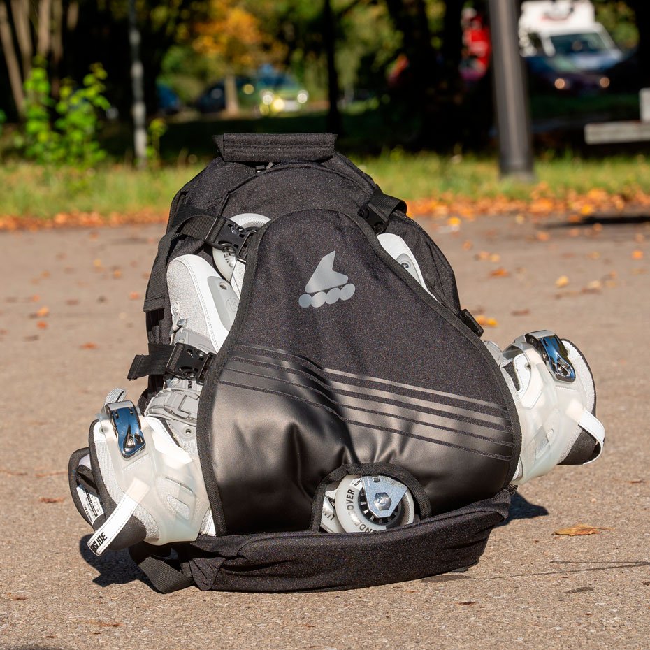 Rollerblade backpack with skates attached